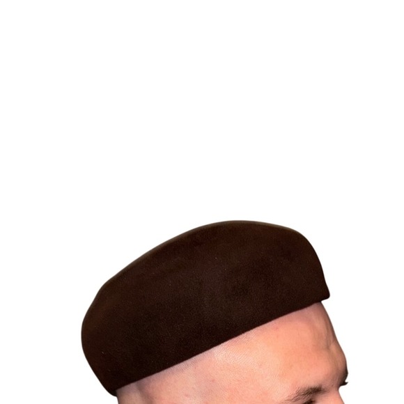 Vintage Genuine Velour Imported Fur Pillbox Hat Dark Brown Mid Century Retro - Picture 3 of 4